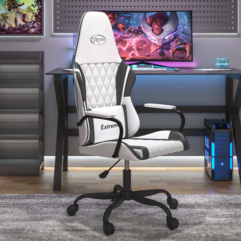 Vidaxl massage gamestoel kunstleer wit en zwart