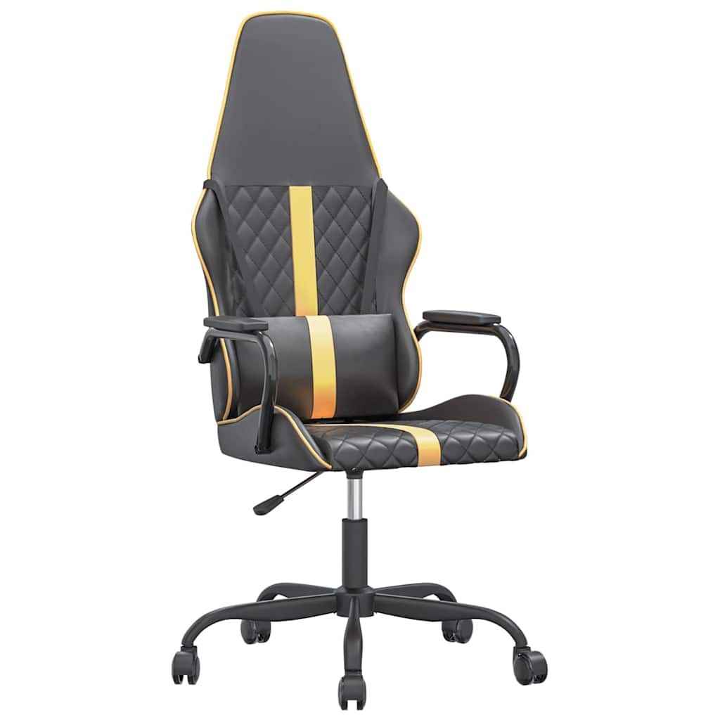 Vidaxl massage gamestoel kunstleer zwart en goudkleurig