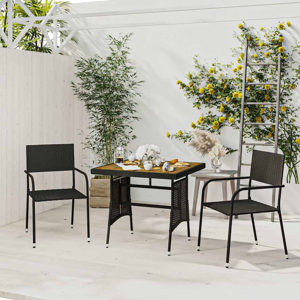Vidaxl 3-delige tuinset poly rattan zwart