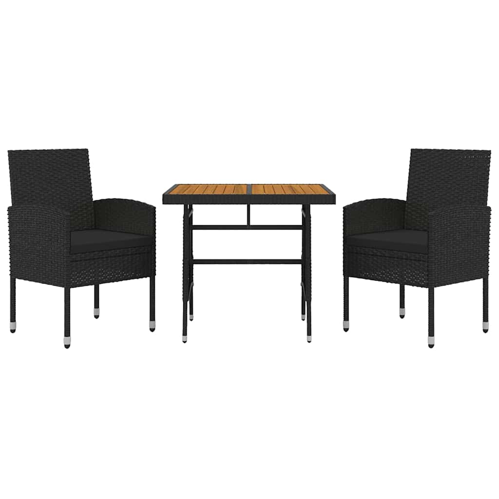 Vidaxl 3-delige tuinset poly rattan zwart