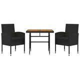 Vidaxl 3-delige tuinset poly rattan zwart