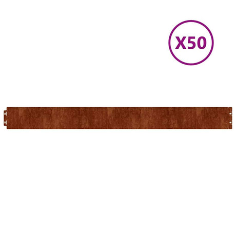 Vidaxl gazonrand 50 pcs 10 x 103 cm weervast staal roestig