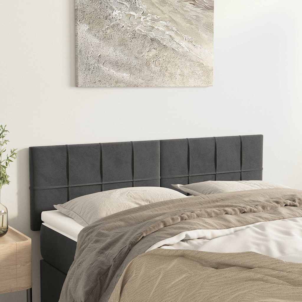 Vidaxl hoofdborden 2 st 72x5x78 88 cm fluweel donkergrijs