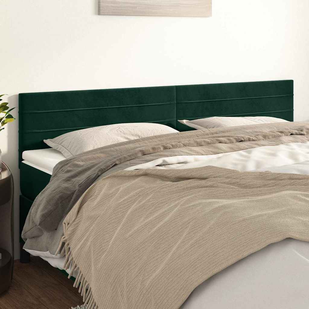Vidaxl hoofdborden 2 st 80x5x78 88 cm fluweel donkergroen