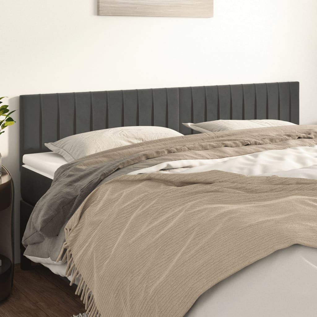 Vidaxl hoofdborden 2 st 80x5x78 88 cm fluweel donkergrijs