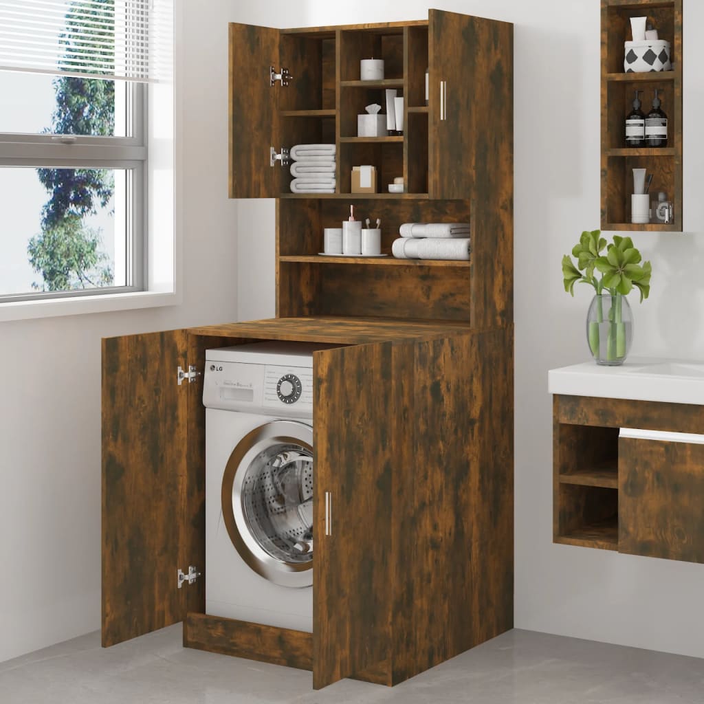 Vidaxl Washing Machine Fabriqué en bois fumé en bois coloré