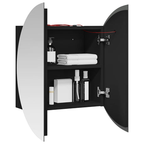 Vidaxl badkamerkast met ronde spiegel en led 40x40x17,5 cm zwart
