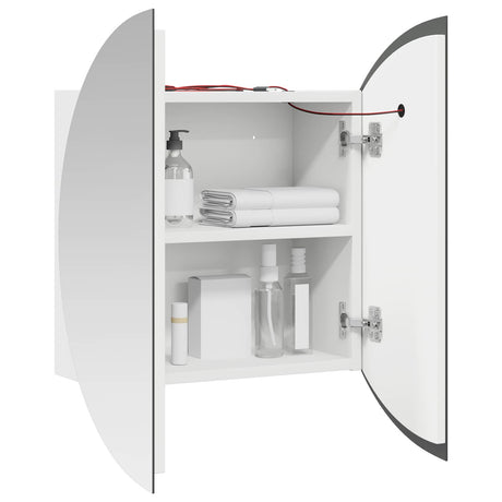 Vidaxl badkamerkast met ronde spiegel en led 47x47x17,5 cm wit