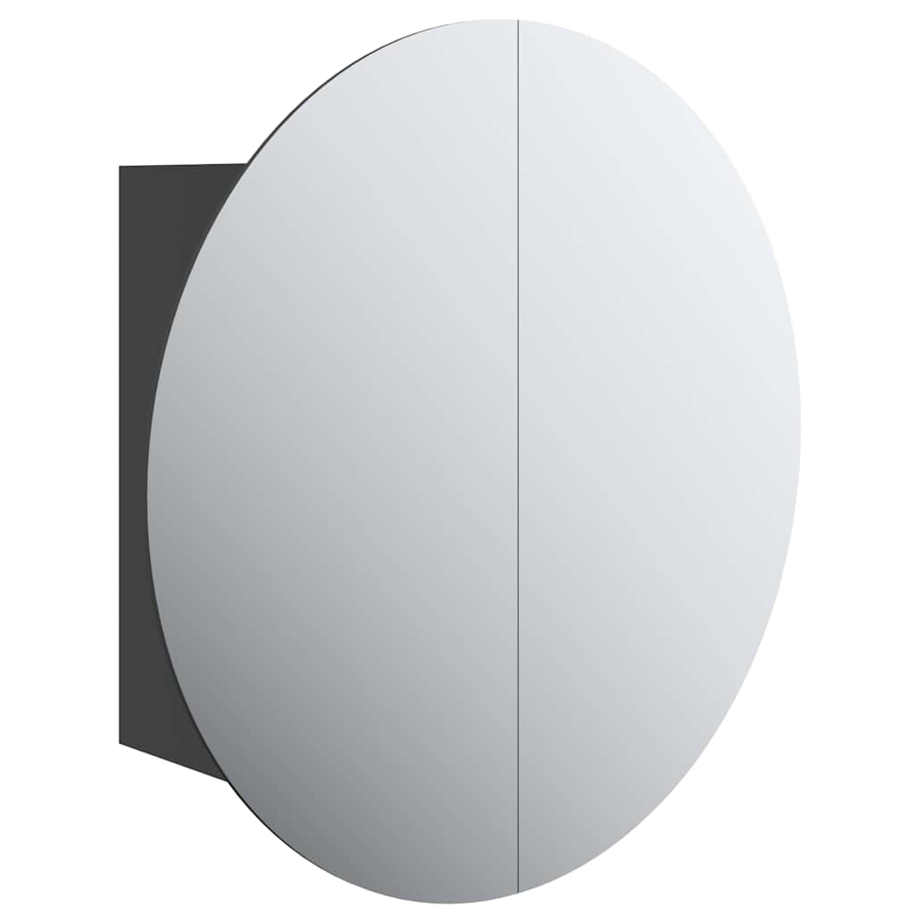 Vidaxl badkamerkast met ronde spiegel en led 47x47x17,5 cm zwart