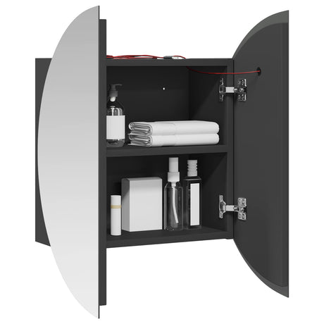 Vidaxl badkamerkast met ronde spiegel en led 47x47x17,5 cm grijs