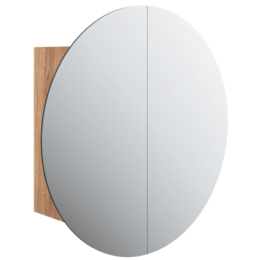 Vidaxl badkamerkast met ronde spiegel en led 47x47x17,5 cm eiken