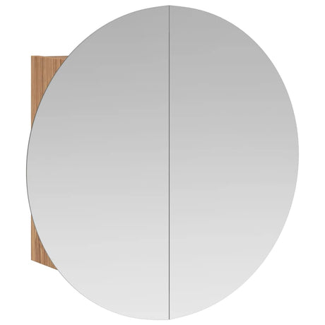 Vidaxl badkamerkast met ronde spiegel en led 47x47x17,5 cm eiken