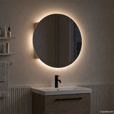 Vidaxl badkamerkast met ronde spiegel en led 54 x 54 x 17,5 cm eiken