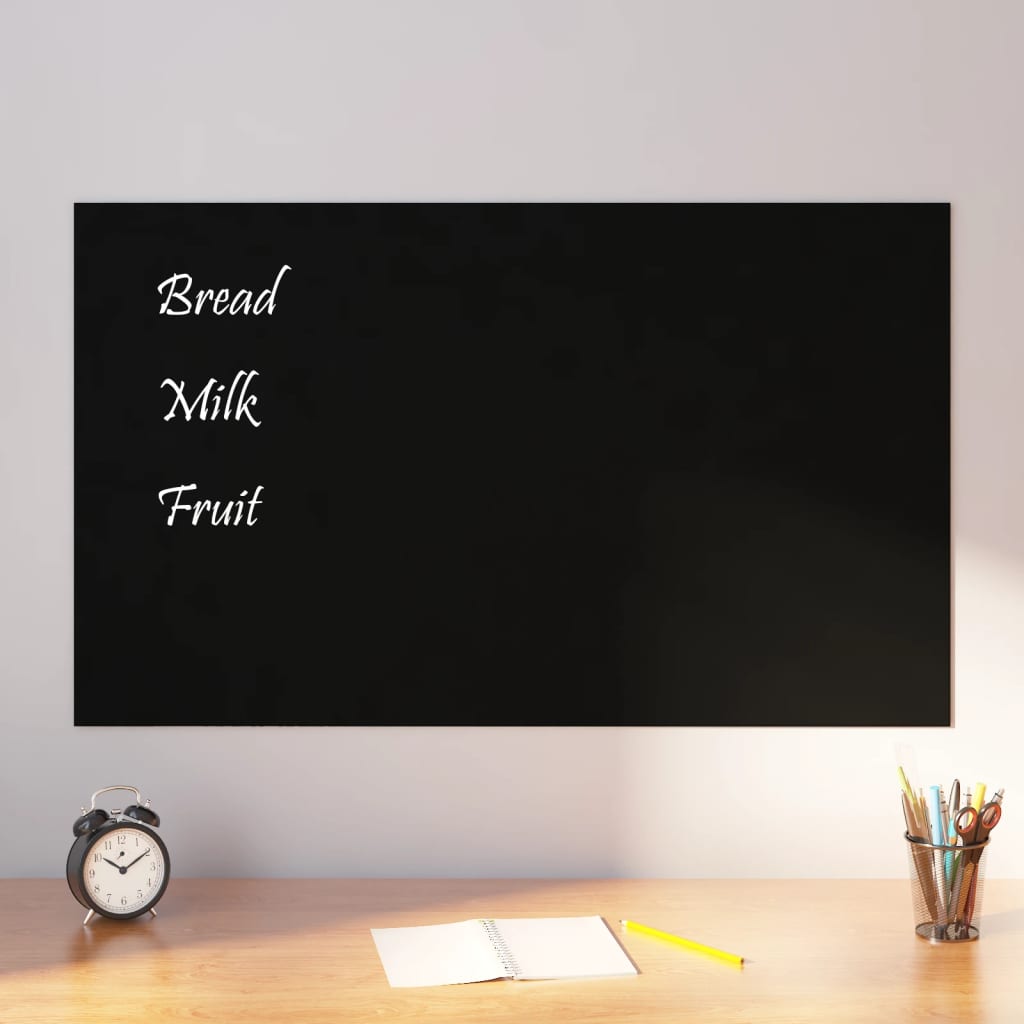 Vidaxl Magnetic Board Wall -Monteret 100x60 cm tempereret glas sort