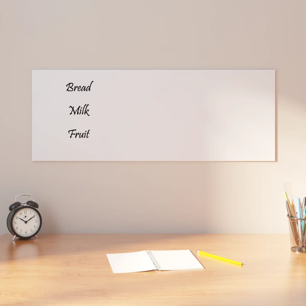 VidaXL Magnetic board for the wall 80x30 cm hardened glass white