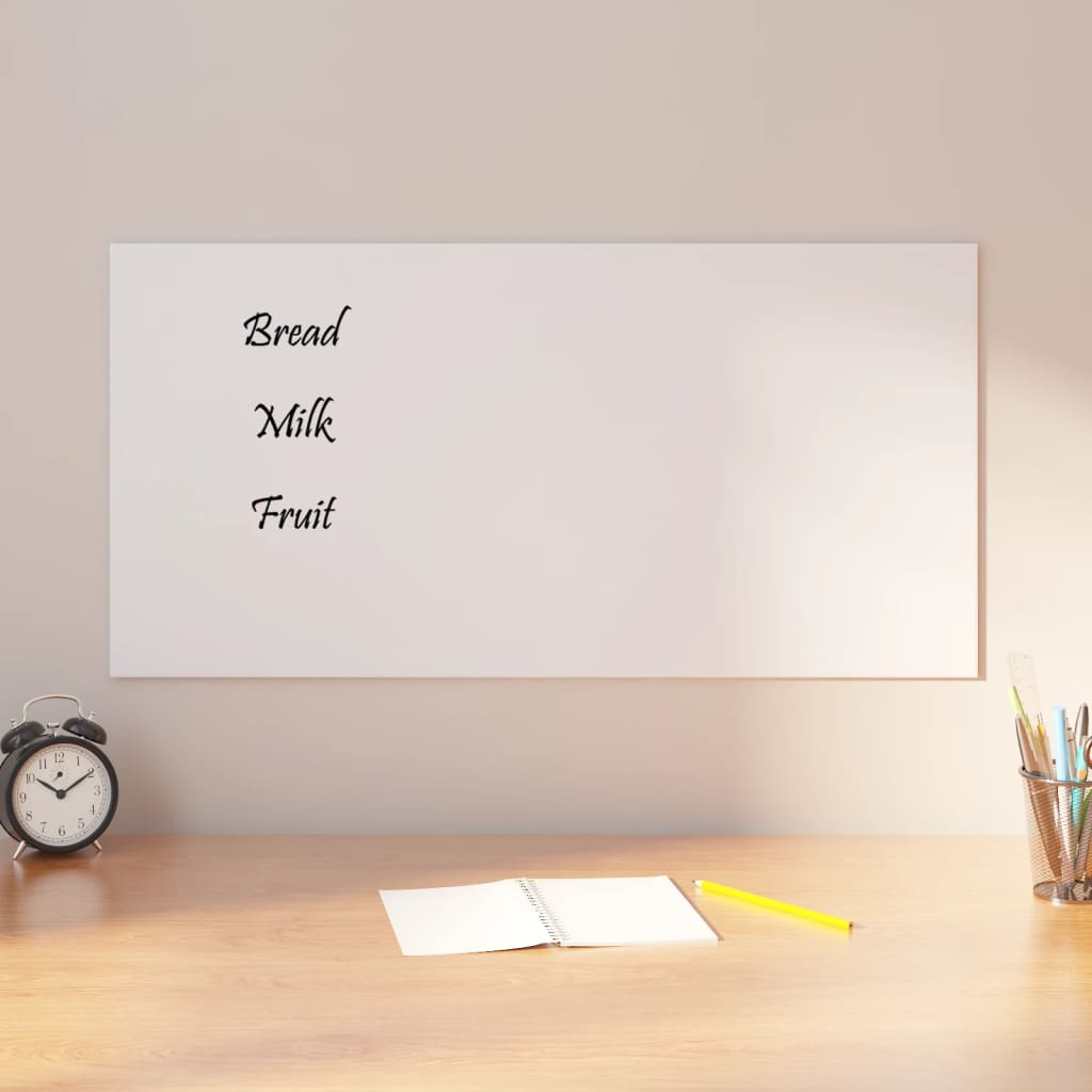 Tablero magnético Vidaxl para la pared 80x40 cm de vidrio endurecido blanco