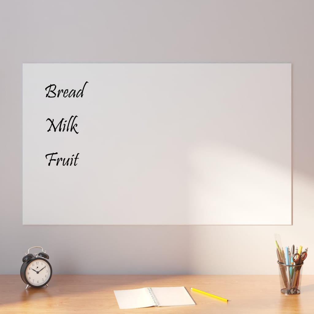 Vidaxl Magnetic Board Wall -montato da 100x60 cm in vetro temperato bianco