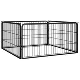 Vidaxl Hond Kennel 4 Panel 100x50 cm puder -coated Stol schwaarz