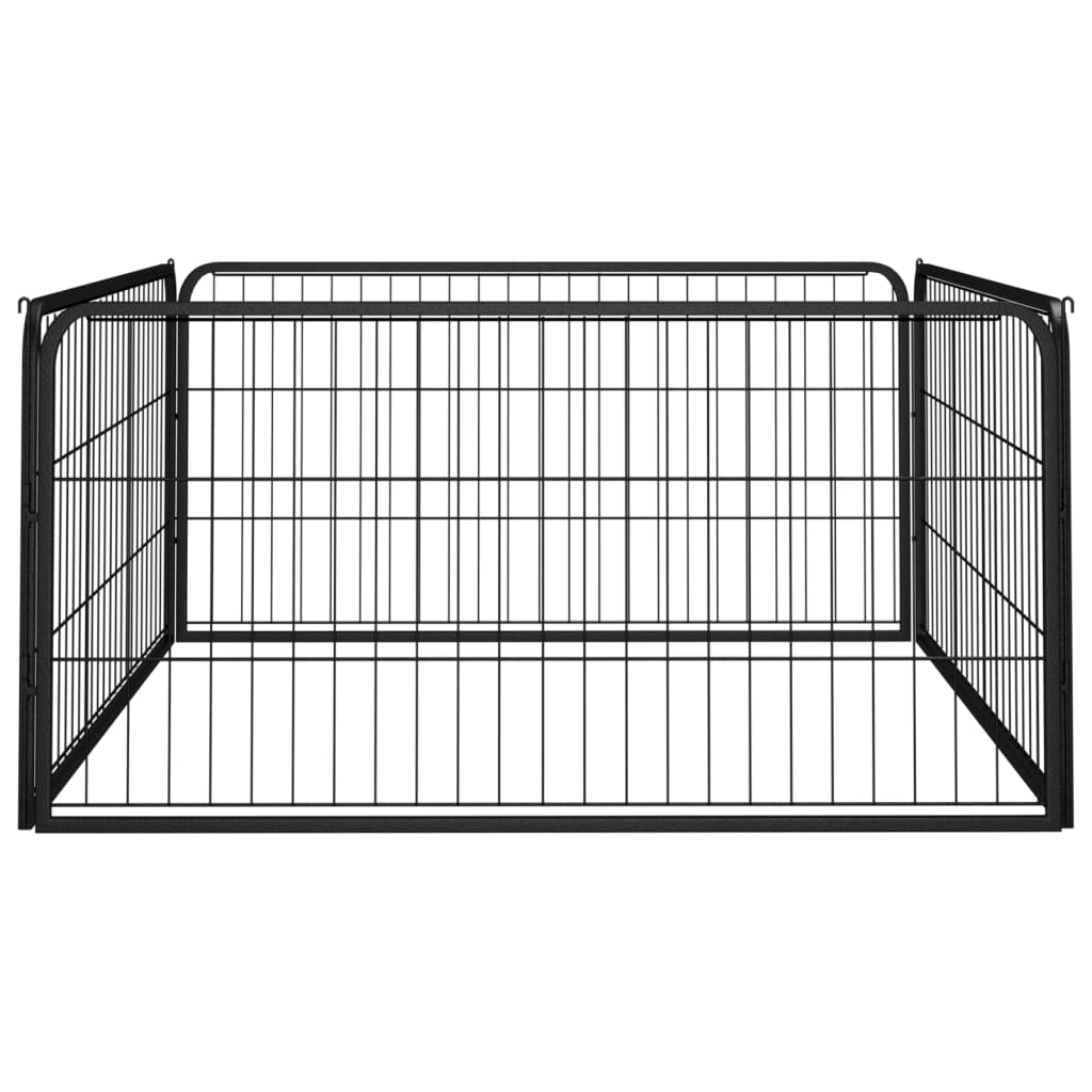 Vidaxl Hond Kennel 4 Panel 100x50 cm puder -coated Stol schwaarz