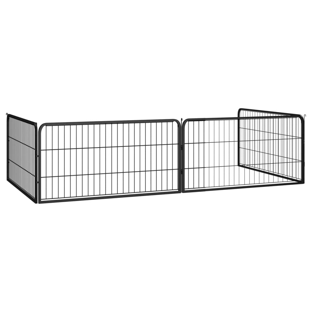 Vidaxl Hond Kennel 4 Panel 100x50 cm puder -coated Stol schwaarz