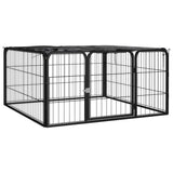 Vidaxl Hond Kennel 4 Panel 100x50 cm puder -coated Stol schwaarz