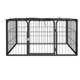 Vidaxl Hond Kennel 4 Panel 100x50 cm puder -coated Stol schwaarz