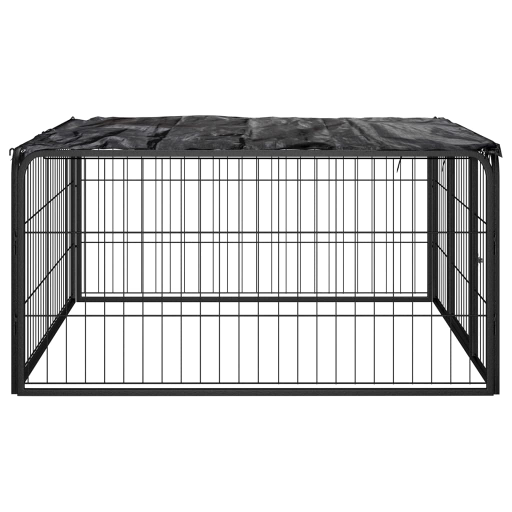 Vidaxl Hond Kennel 4 Panel 100x50 cm puder -coated Stol schwaarz