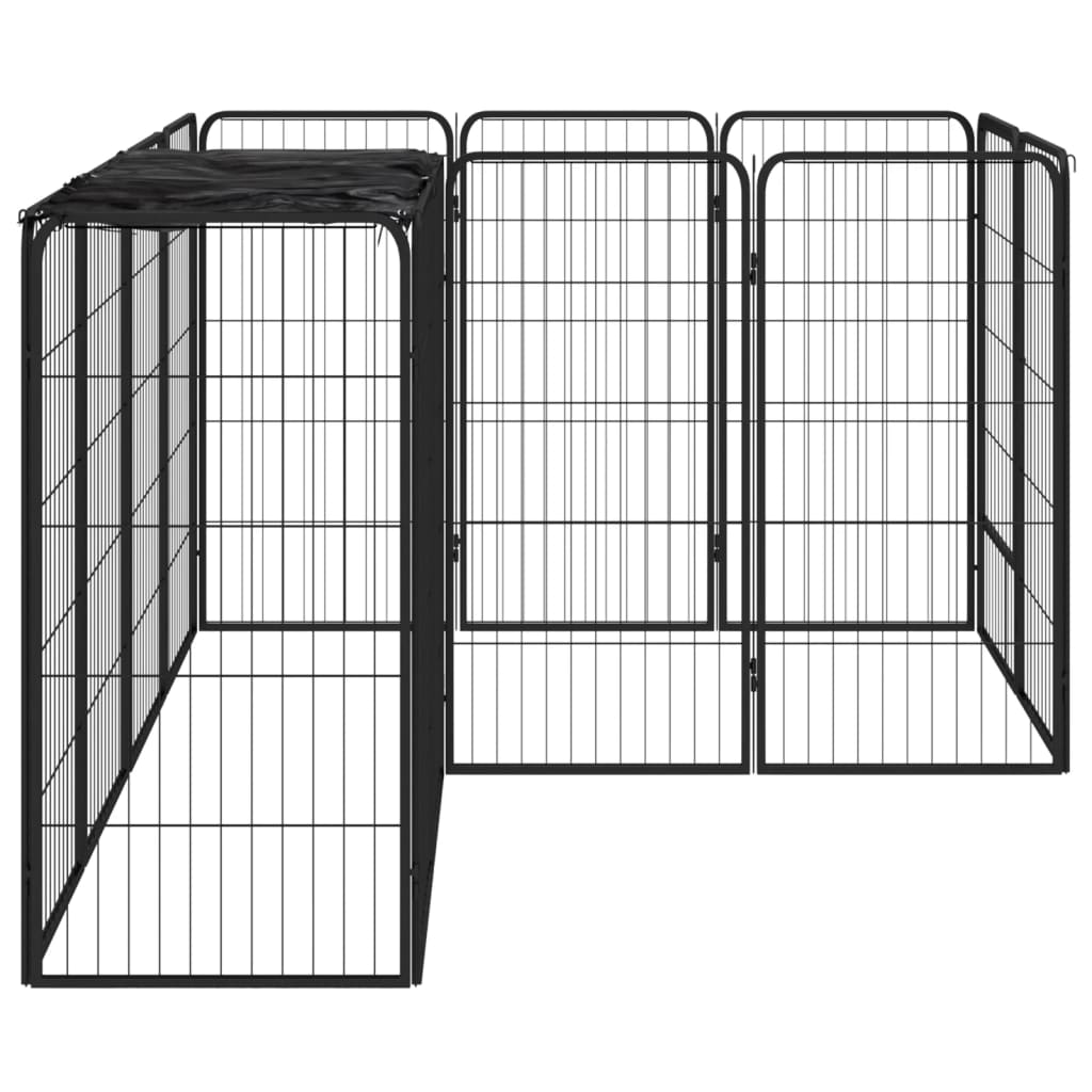 VidaXL Dog Kennel 14 Panels 50 x 100 cm powder -coated steel black