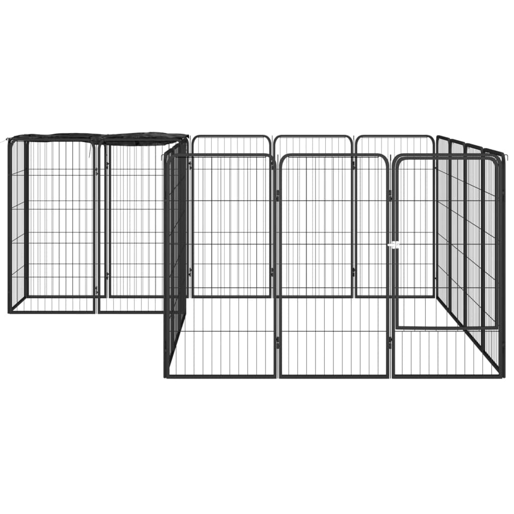 Vidaxl Dog Kennel 18 paneli 50 x 100 cm proszkowy stalowy czarny czarny