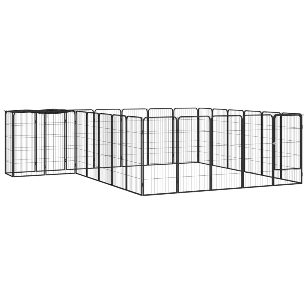 Vidaxl Dog Kennel 26 Panels 50x100 cm pulverlakkert stål svart