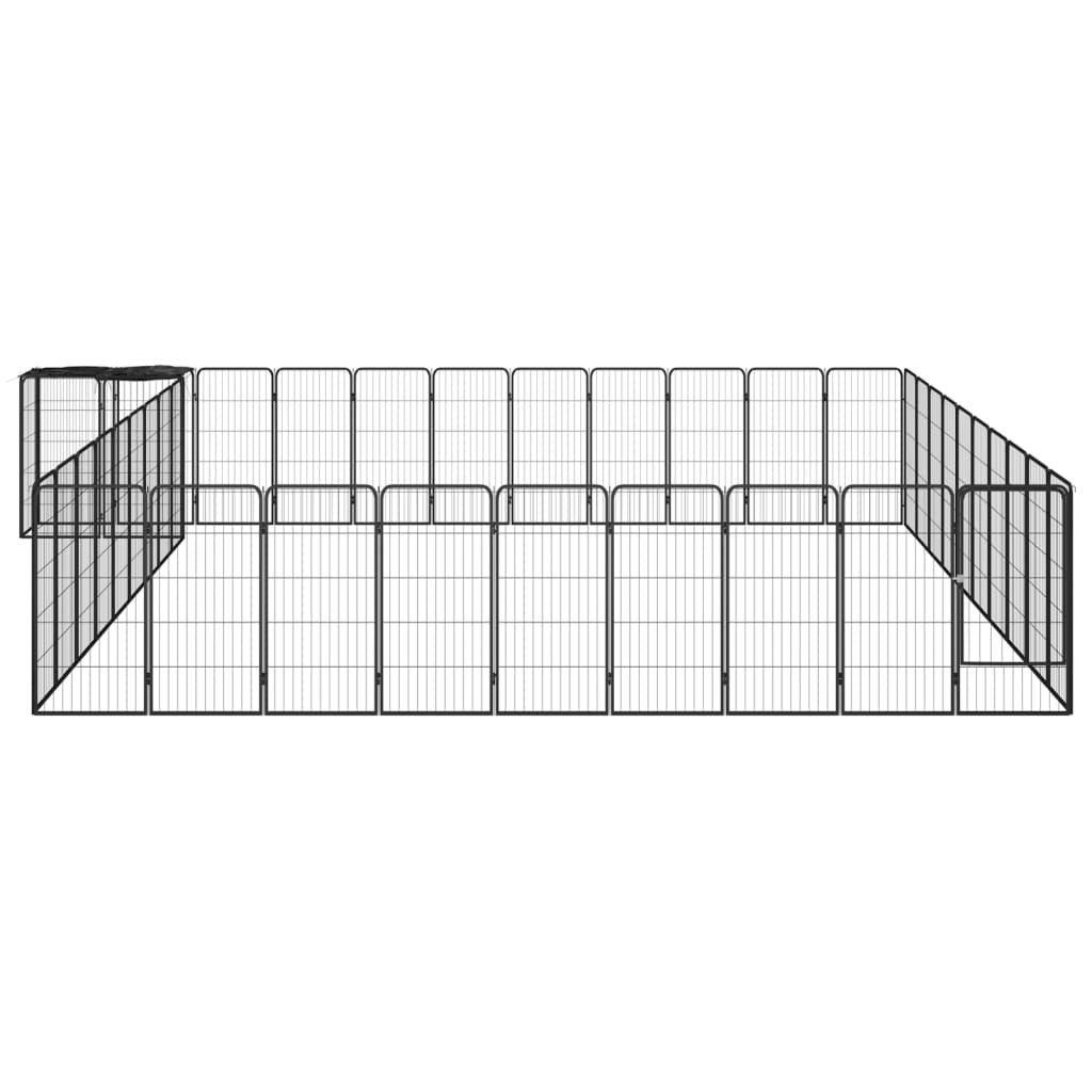 Vidaxl Hond Kennel 42 Panel 50x100 cm Pudder -coated Stol schwaarz