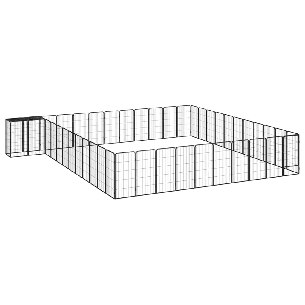 Vidaxl Hond Kennel 46 Pneele 50x100 cm Pudder -coated Stol schwaarz