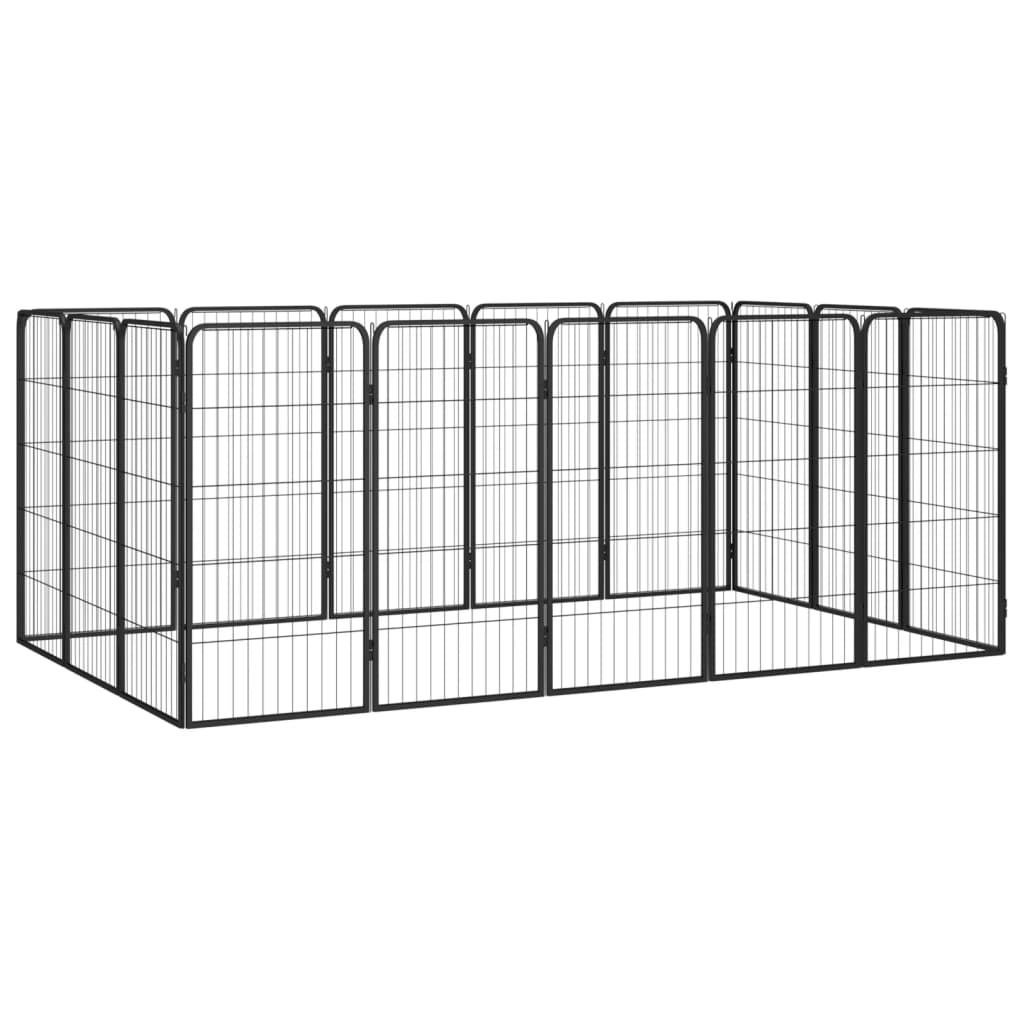 Vidaxl Dog Kennel 16 Paneler 50 x 100 cm pulverbelagd stål svart