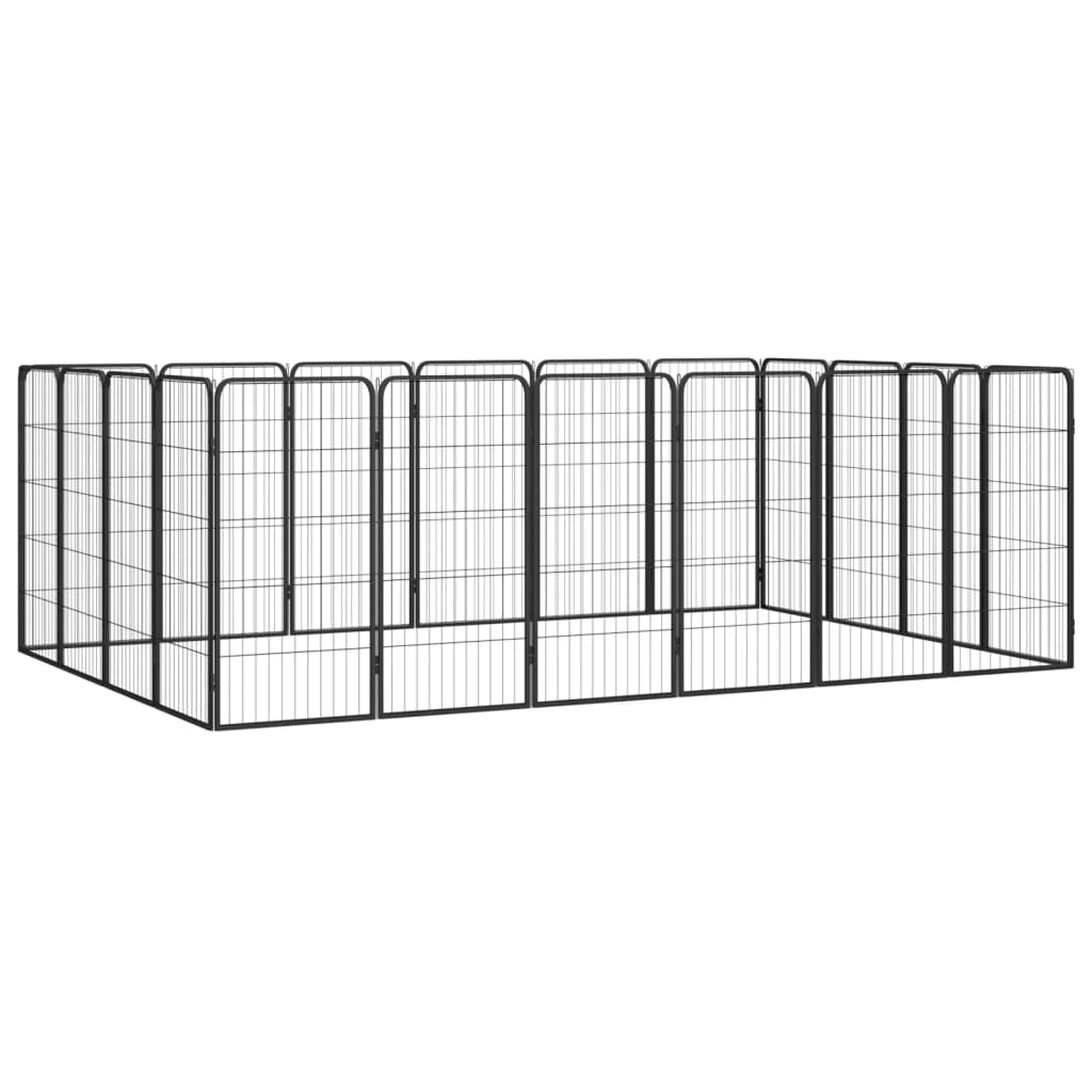 Vidaxl Dog Kennel 20 Panels 50 x 100 cm pulverlakkert stål svart