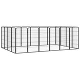 Vidaxl Dog Kennel 20 Panels 50 x 100 cm pulverlakkert stål svart