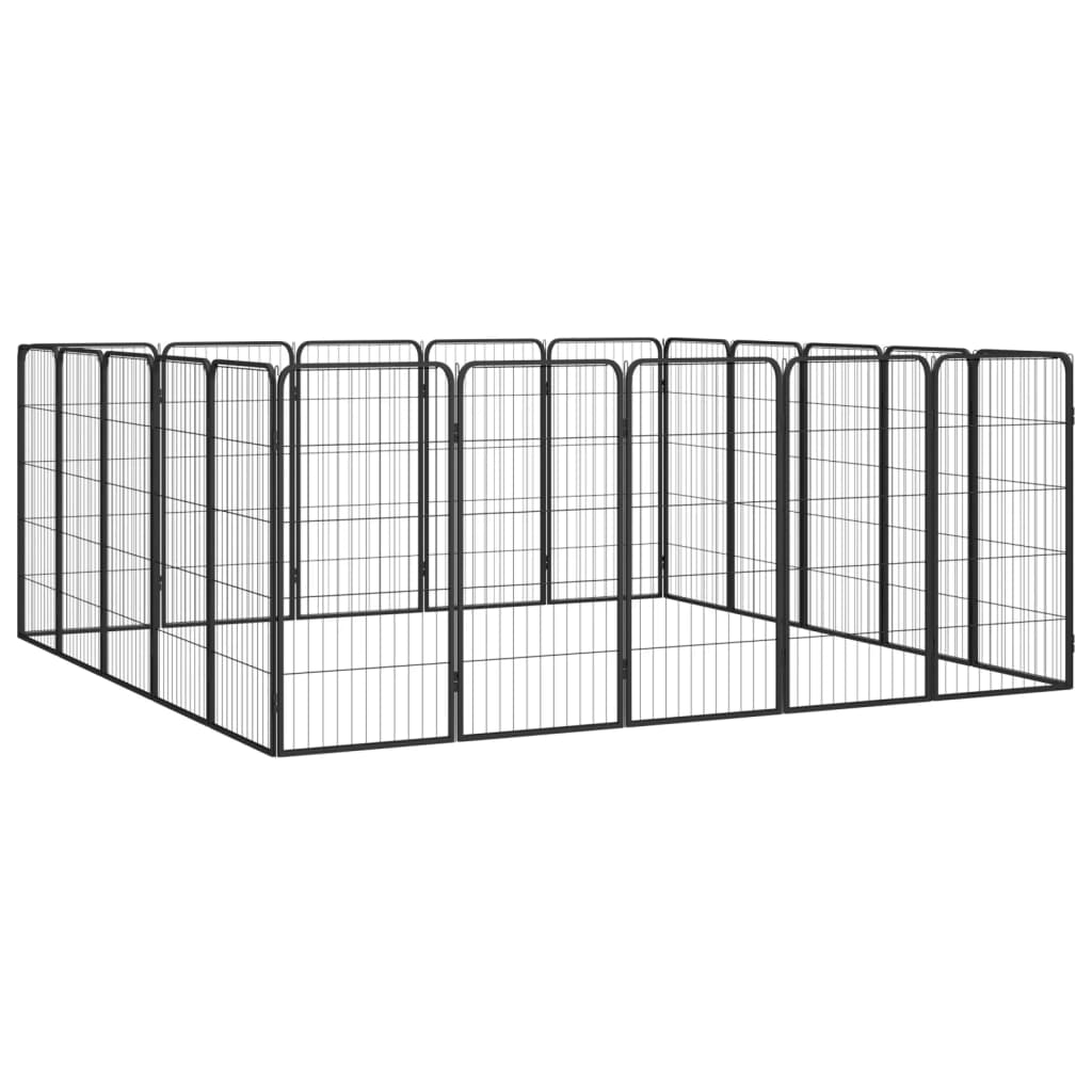 Vidaxl Dog Kennel 20 Panels 50 x 100 cm pulverlakkert stål svart