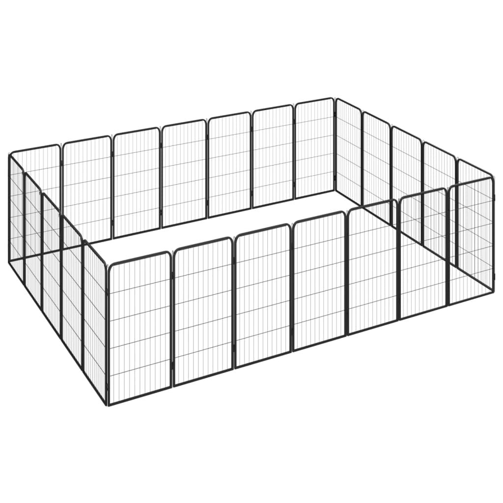 Vidaxl Dog Kennel 24 Paneler 50 x 100 cm pulver -coated stål sort