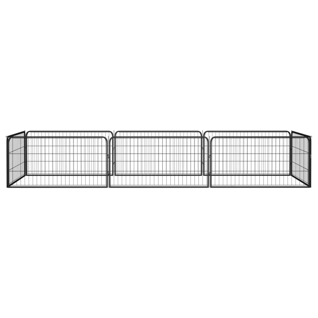 Vidaxl Dog Kennel 8 Panels 100x50 cm pulverlakkert stål svart