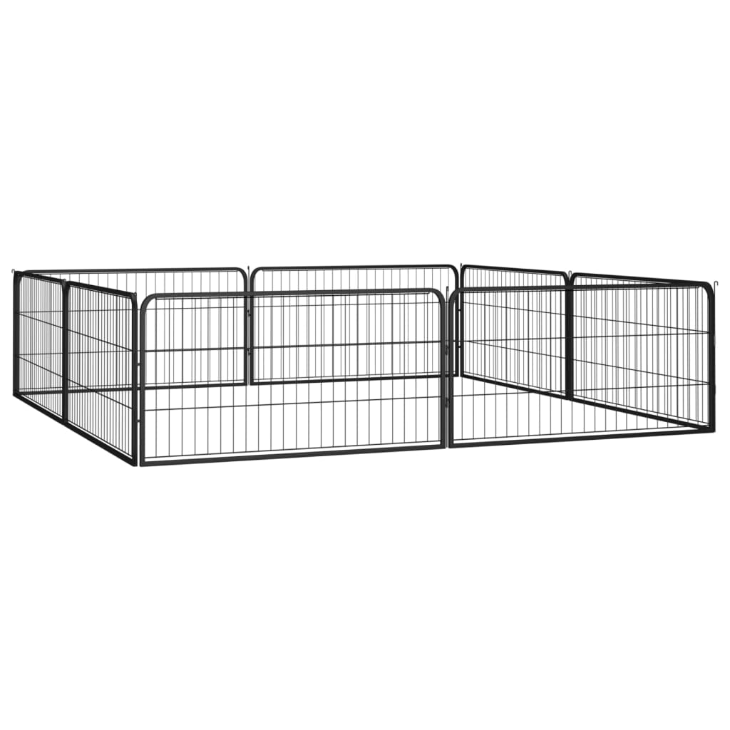 Vidaxl Dog Kennel 8 Panels 100x50 cm pulverlakkert stål svart