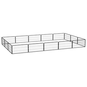 Vidaxl hondenkennel 16 panelen 100x50 cm gepoedercoat staal zwart