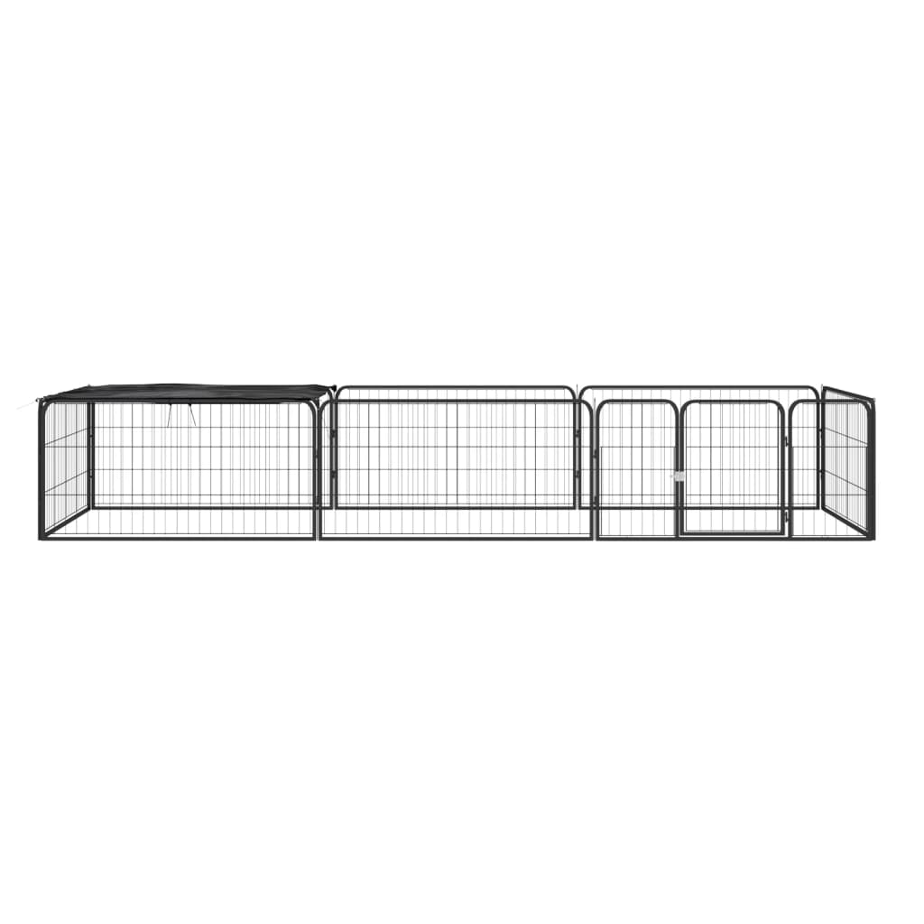 Vidaxl Dog Kennel 8 paneli 100x50 cm proszkowy stalowy czarny czarny