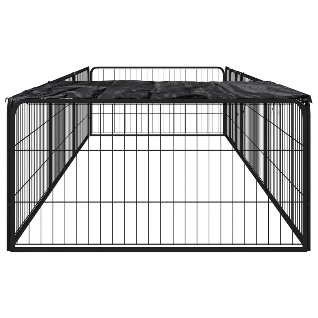 Vidaxl Dog Kennel 8 paneli 100x50 cm proszkowy stalowy czarny czarny