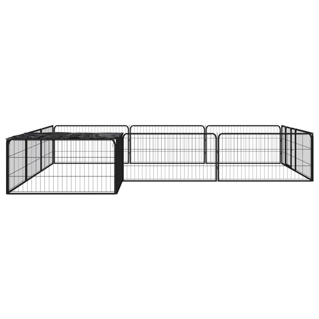 Vidaxl Dog Kennel 12 Panels 100x50 cm pulverlakkert stål svart