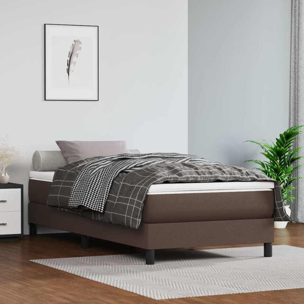 Vidaxl pocketveringmatras medium 90x200x20 cm kunstleer bruin