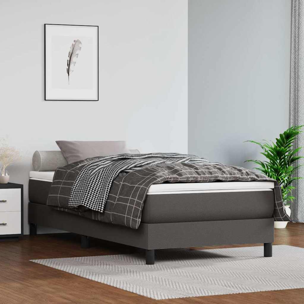Vidaxl pocketveringmatras medium 90x200x20 cm kunstleer grijs