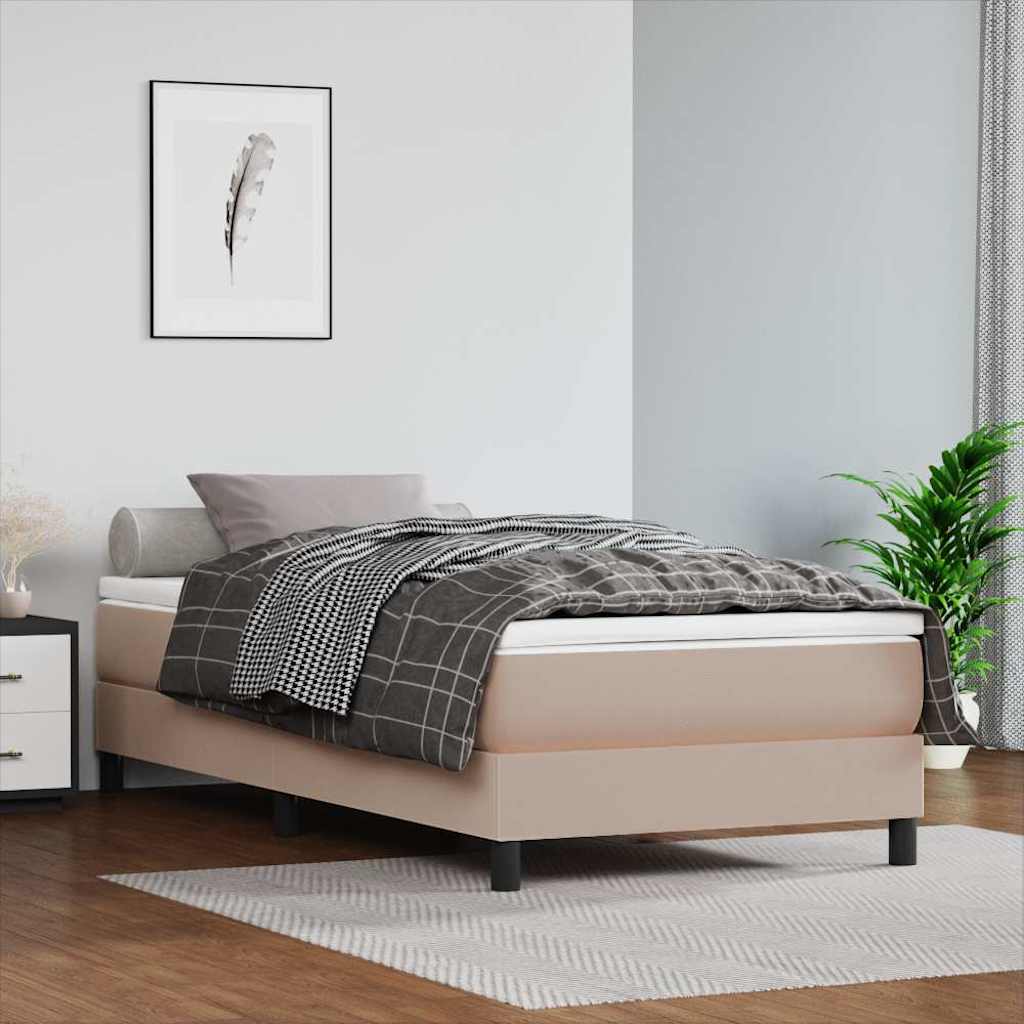 Vidaxl pocketveringmatras medium 90x200x20 cm kunstleer cappuccinokleurig