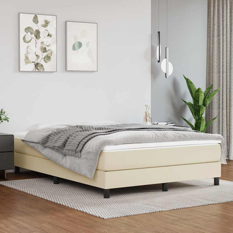 Vidaxl pocketveringmatras medium 140x190x20 cm kunstleer crèmekleurig