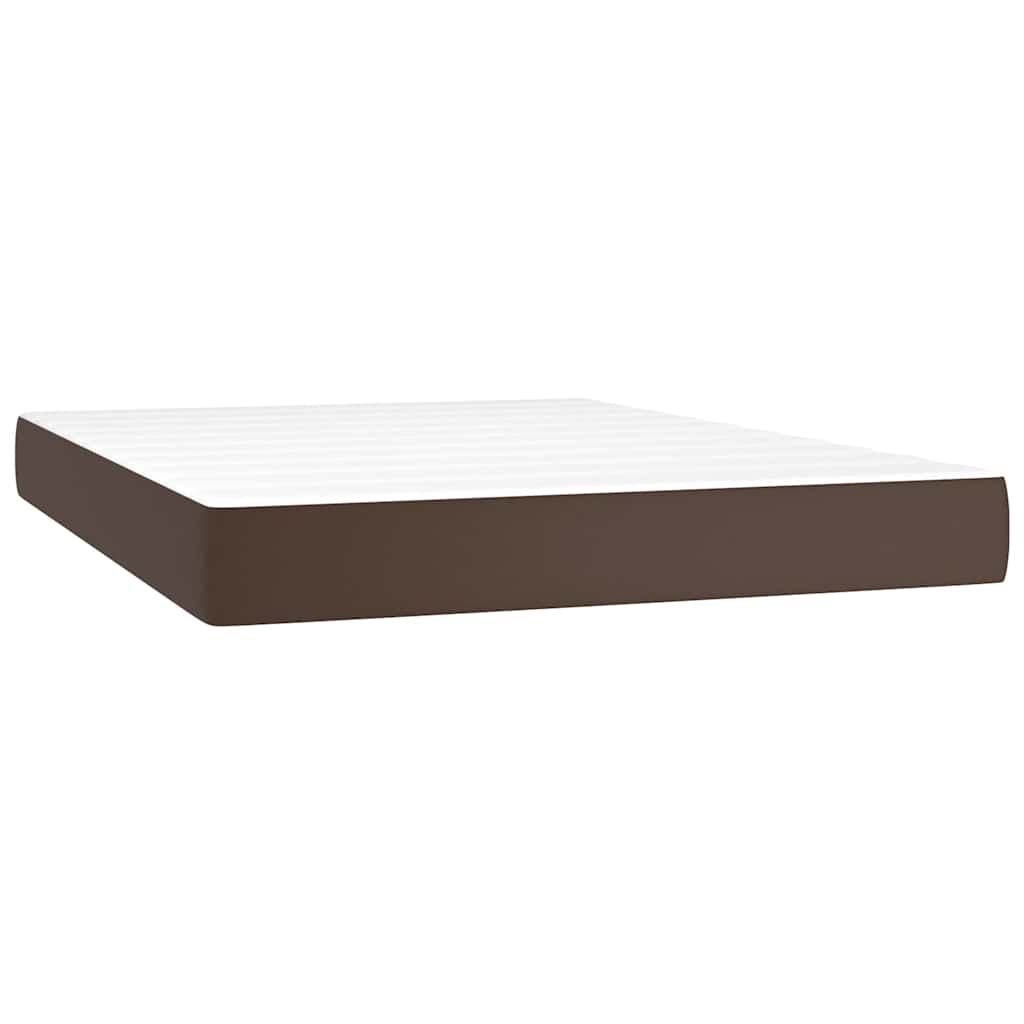 Vidaxl pocketveringmatras medium 140x190x20 cm kunstleer bruin