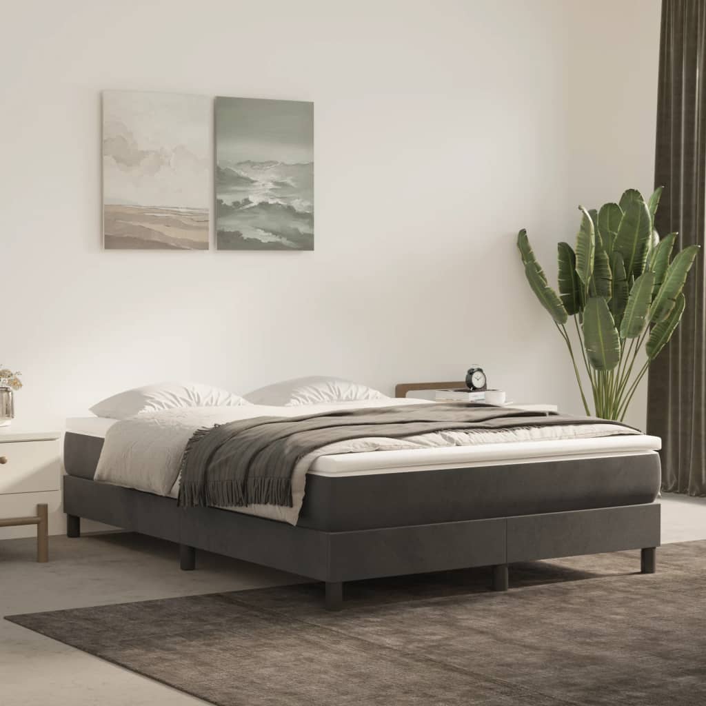 Vidaxl pocketveringmatras medium 140x190x20 cm fluweel donkergrijs