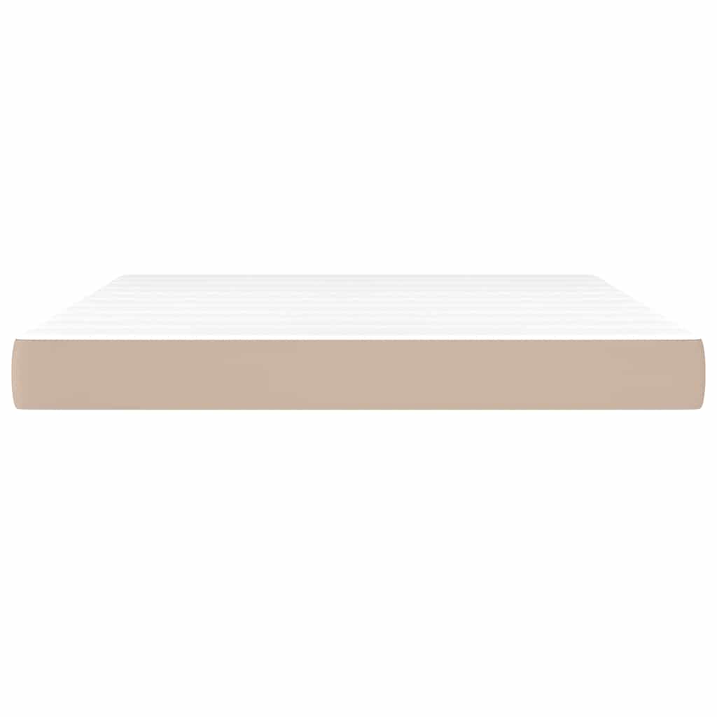 Vidaxl pocketveringmatras medium 160x200x20 cm kunstleer cappuccinokleurig